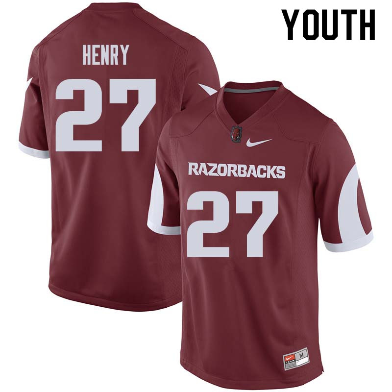 Youth #27 Hayden Henry Arkansas Razorback College Football Jerseys Sale-Cardinal - Click Image to Close